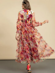 Floral Ruffle Midi Dress | Romantic Gown