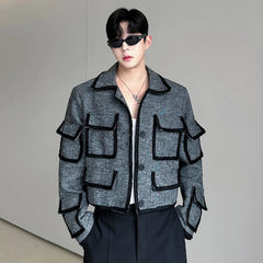 Men's Textured Utility Cargo Tweed Jacket