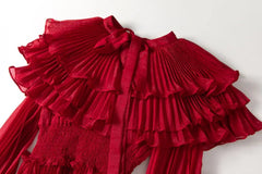 Couture Pleated Cape Dress