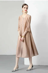 Premium Pleated Blouse Dress