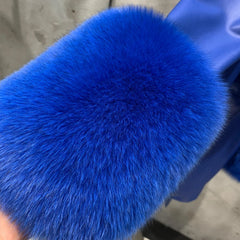 Couture Leather & Fox Fur Coat