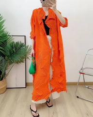 Geometric Pleated Duster Cardigan