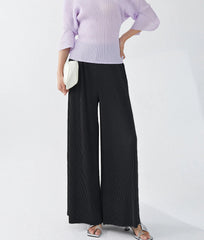Luxury Plisse Wide-Leg Trousers