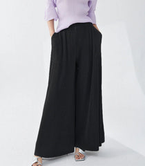 Luxury Plisse Wide-Leg Trousers