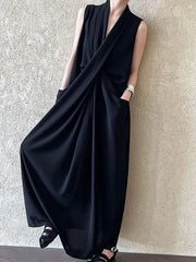 Minimalist Draped Sleeveless Dress