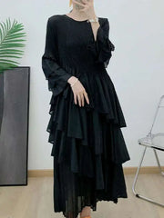 Elegant Ruffled Pleated Dress