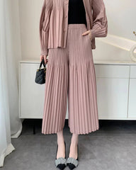 Luxury Pleated Wide-Leg Culottes