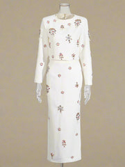 Luxury Crystal Top & Long Skirt Set