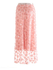 Elegant Floral Sequin Mesh Skirt