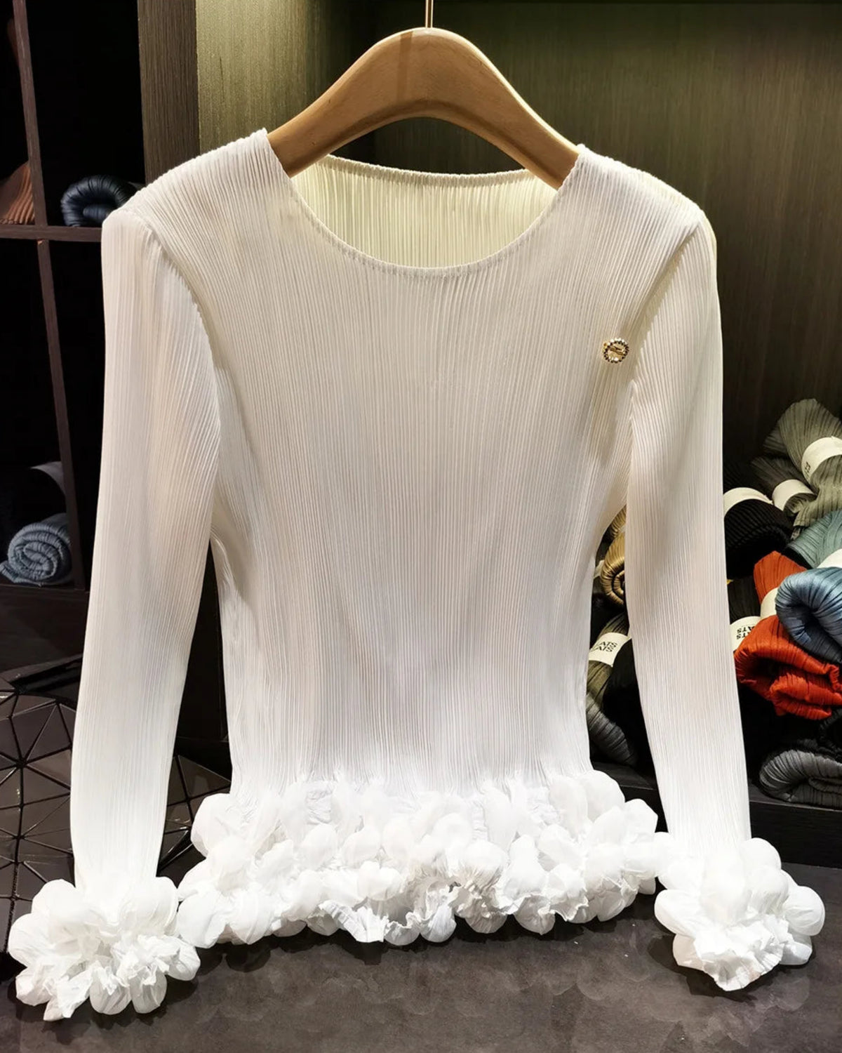 Pleated Bubble Blouse Top