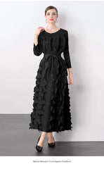 Luxe Plissé Modest Ruffle Dress