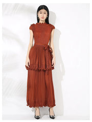 Truly Sleeveless Chiffon Plissé Pleated Dress