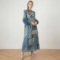 Plissé Ruffle-Sleeve Dress