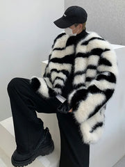 Men's Zebra Faux Fur Coat | Luxury Streetwear