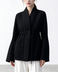 Drawstring Quilted Plissé Jacket