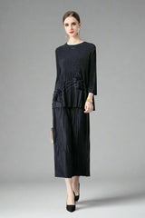 Floral Plissé Blouse & Trouser Set