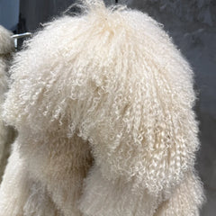 Custom-Made Lamb Fur Hooded Coat