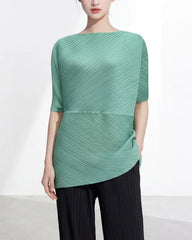 Elegant Plissé Formal Tunic Top