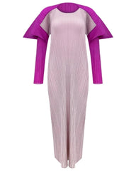 Luxury Plissé Fan-Shoulder Dress