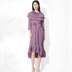 Luxury Pleated Midi Dress