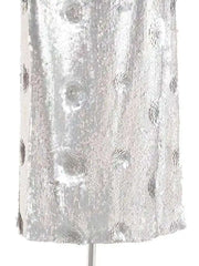 Luxury Silver Sequin Midi Skirt
