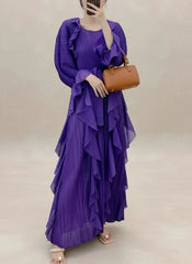 Formal Plissé Ruffle Dress