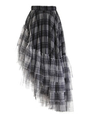 Asymmetric Tiered Tulle Ruffle Skirt