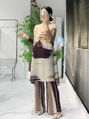 Luxury Plissé Tunic & Wide-Leg Pant