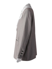 Elegant Pinstripe Lace Blazer