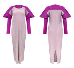 Luxury Plissé Fan-Shoulder Dress