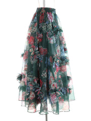 Floral Appliqué Pull-On Skirt