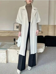 Luxury Pleated Belted Trench Coat