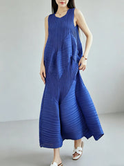 Geometric Pleated Midi Dress