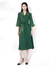 Elegant Floral Pleated Dress