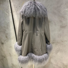 Women's Luxury Fur Leather Coat