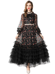 Luxury Tulle Embroidered Dress