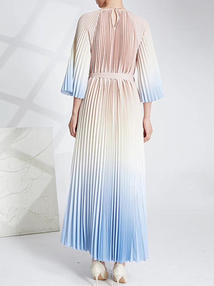 HEYFANCYSTYLE Pastel Ombre Pleated Dress