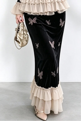  Luxury Velvet Pleated Skirt Set