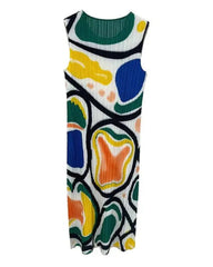 Plisse Modernist Geometric Dress