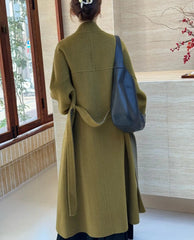Elegant Belted Longline Wool-Blend Coat