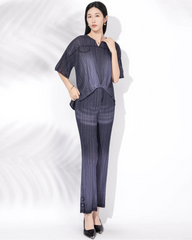 Ombre Denim Plisse Pants Set