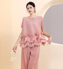 Truly Plissé Floral Ruffle 2-Piece