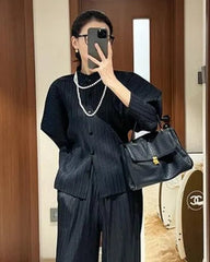 Elegant Plissé Blouse Top