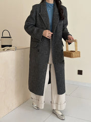 Women's Petite Long Wool Overcoat Jacket