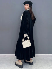 HEYFANCYSTYLE Black Velvet Bow Dress