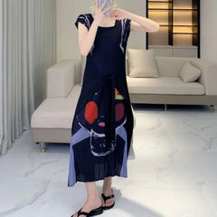 Signature Pleated Plissé Midi Dress