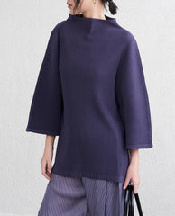 Elegant Mock-Neck Pleated Top