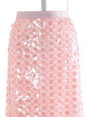 Floral Sequin Pull-On Midi Skirt