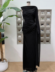 Luxury One-Shoulder Ruched Dress
