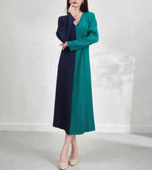Elegant V-Neck Pleats Dress